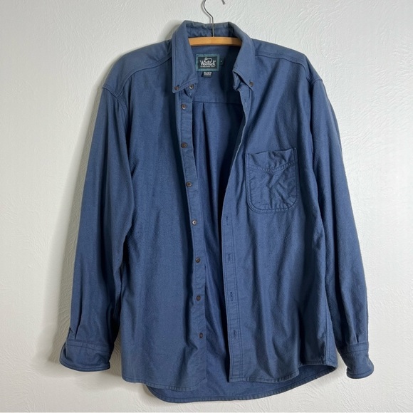 Woolrich Men's Blue Long Sleeve Button-Down Cotton Shirt Size Large - Picture 9 of 12
